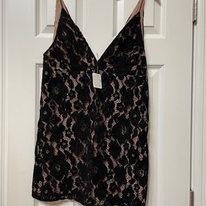 NWT Free people black velvet lace mini dress